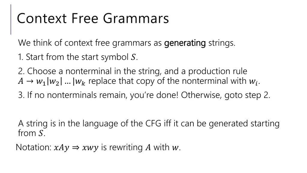 context free grammars 2