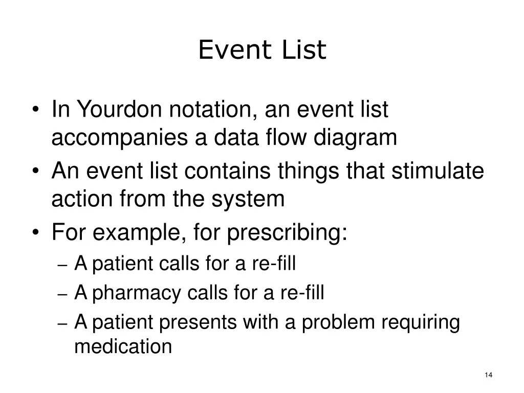 event list
