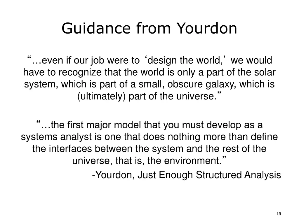 guidance from yourdon