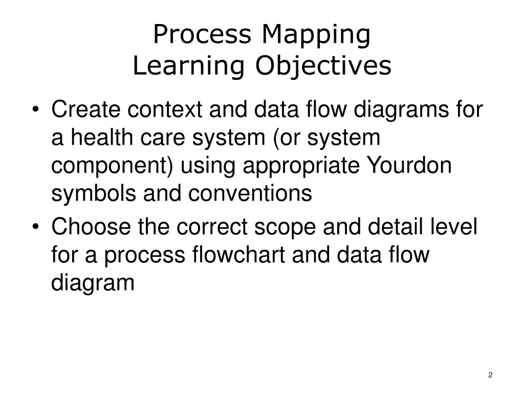 process mapping learning objectives