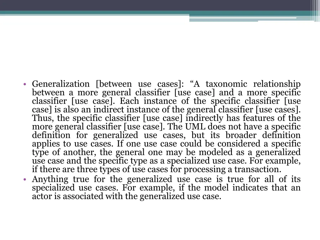 generalization between use cases a taxonomic