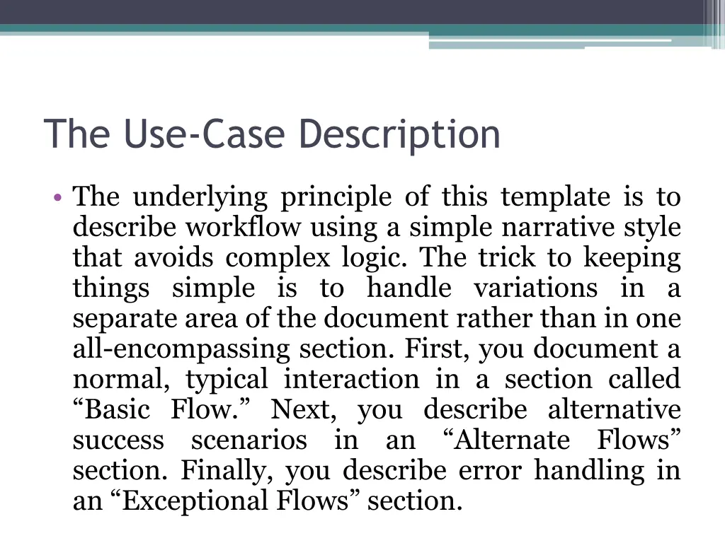 the use case description