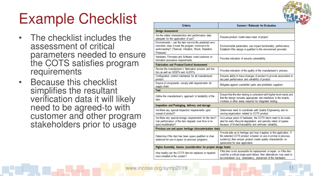example checklist