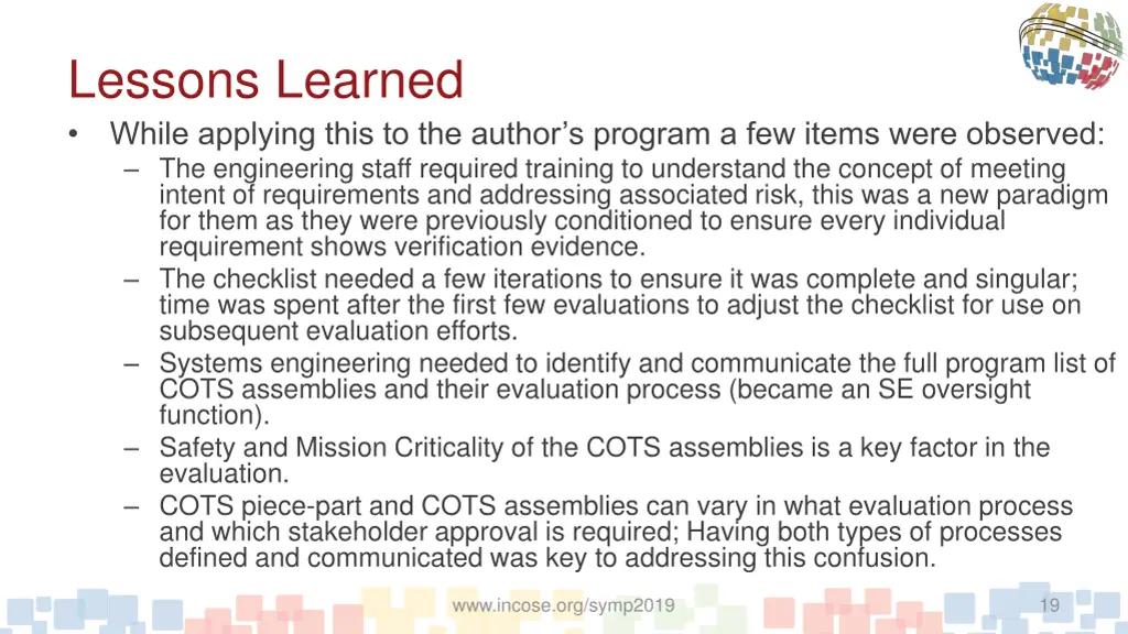 lessons learned while applying this to the author