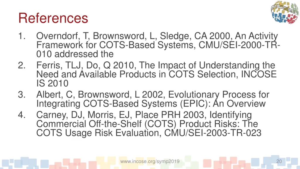 references 1 overndorf t brownsword l sledge