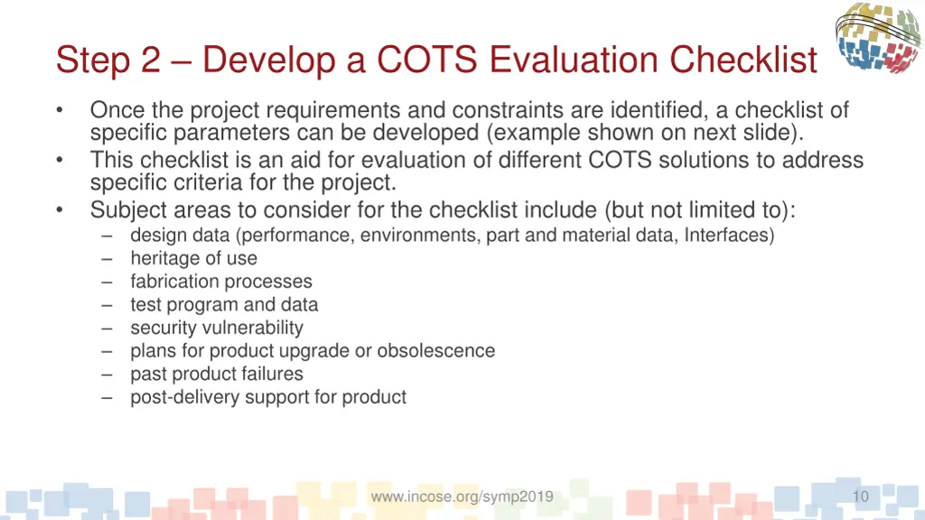 step 2 develop a cots evaluation checklist