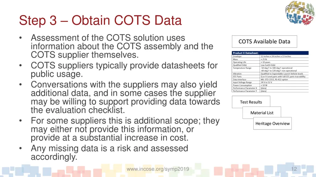 step 3 obtain cots data