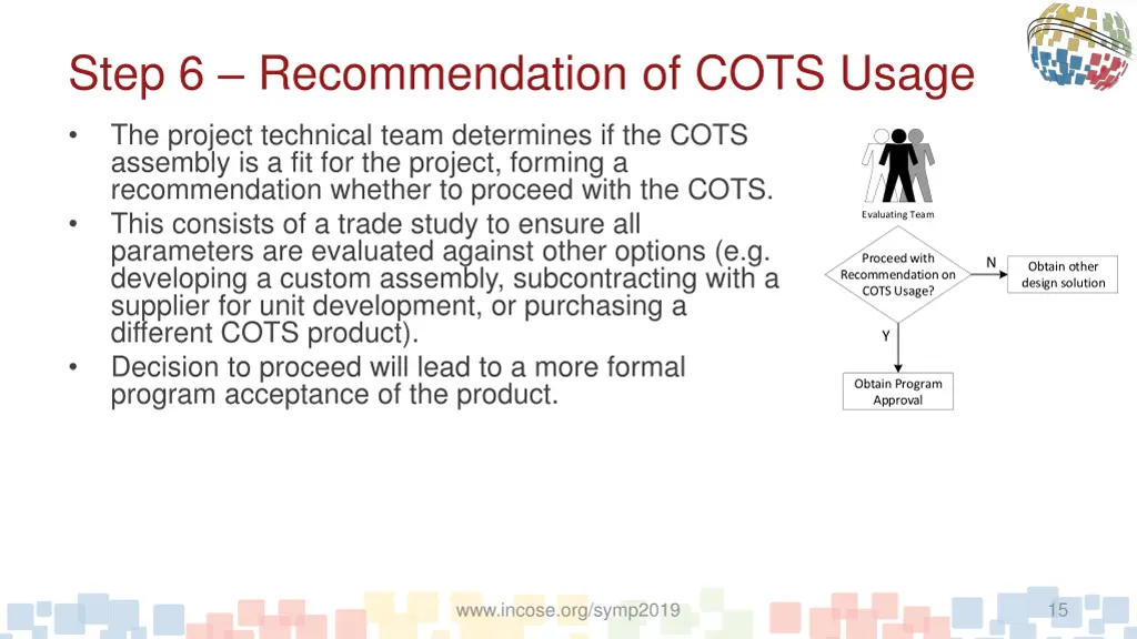 step 6 recommendation of cots usage