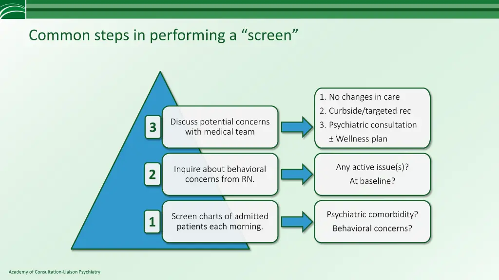 common steps in performing a screen 2