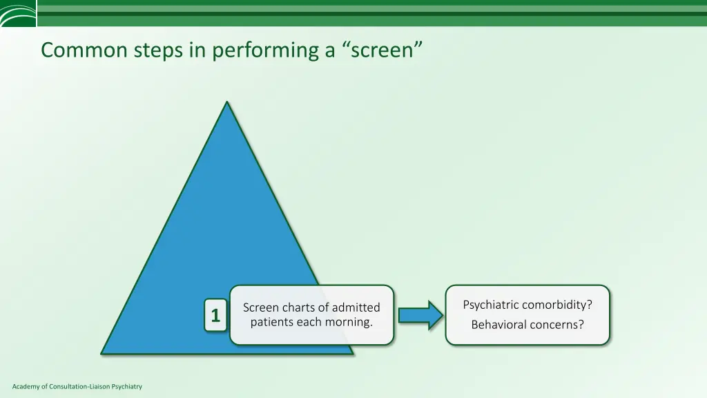 common steps in performing a screen