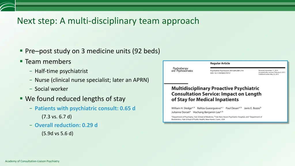 next step a multi disciplinary team approach