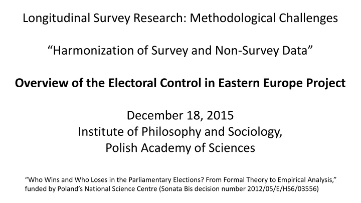 longitudinal survey research methodological