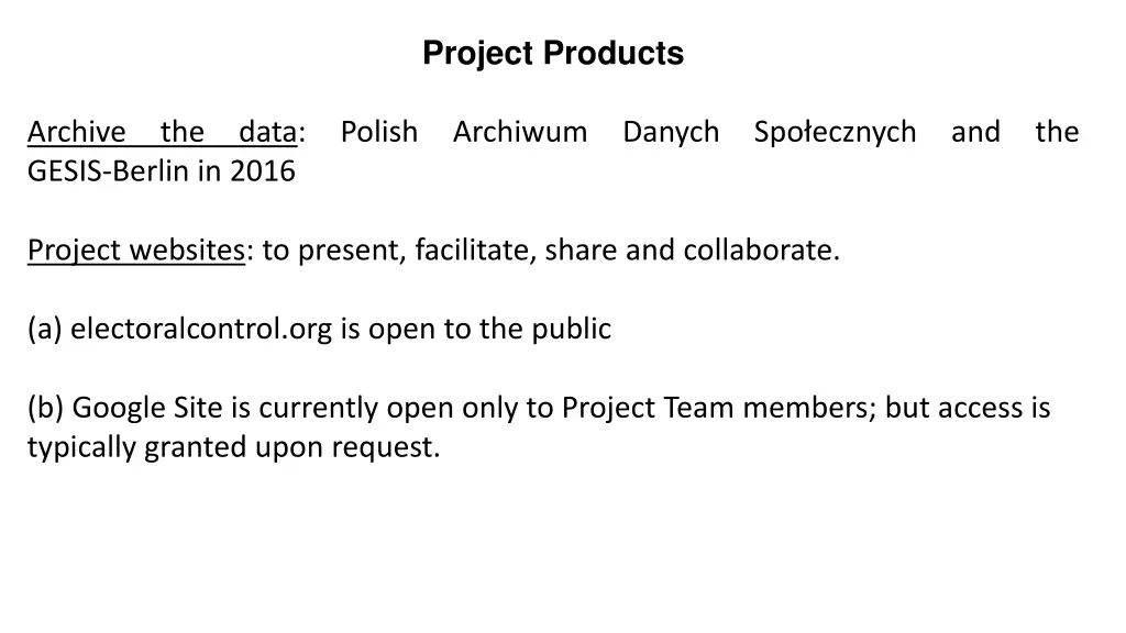 project products