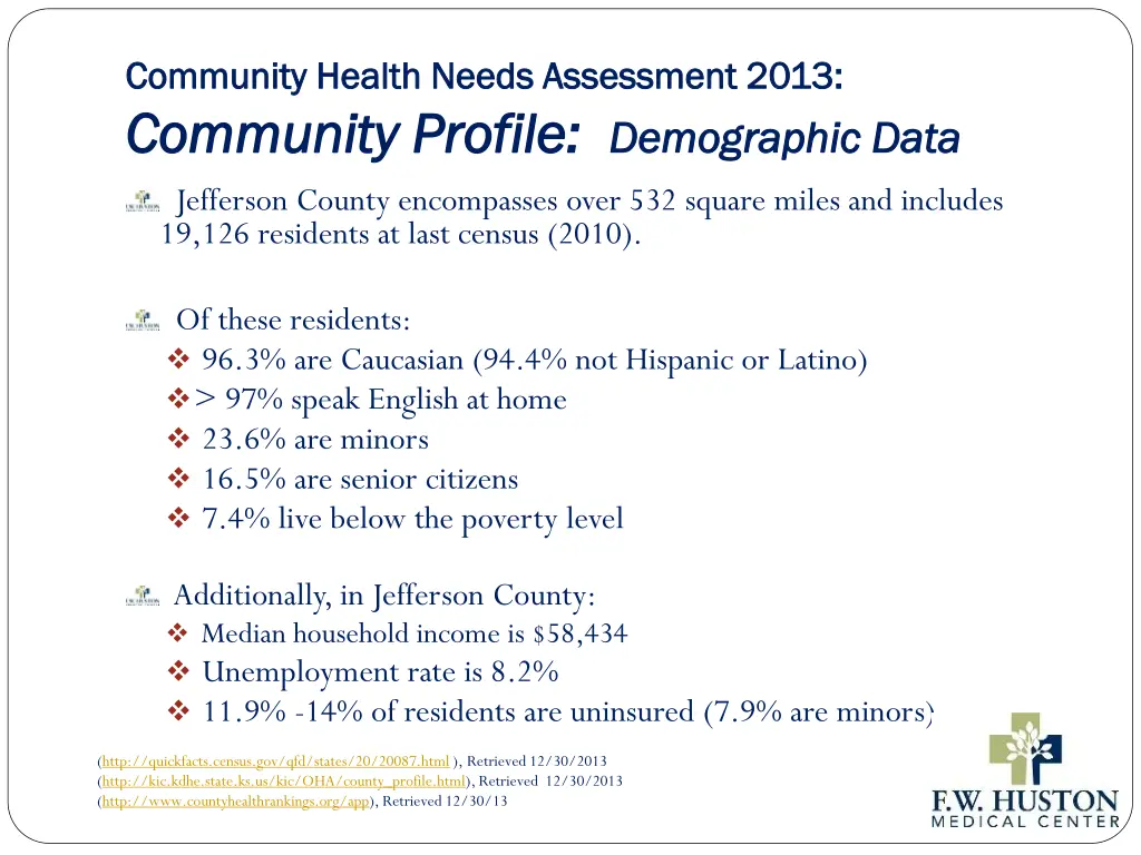 community health needs assessment 2013 community 7