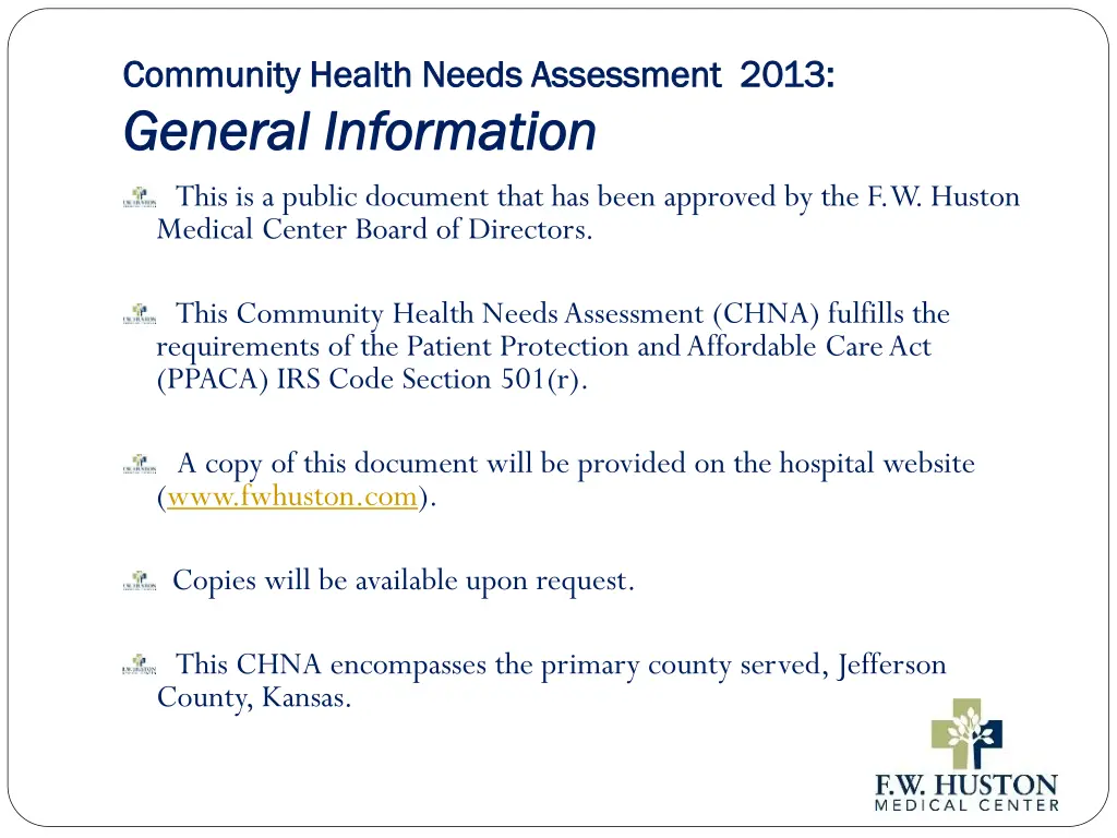 community health needs assessment 2013 community