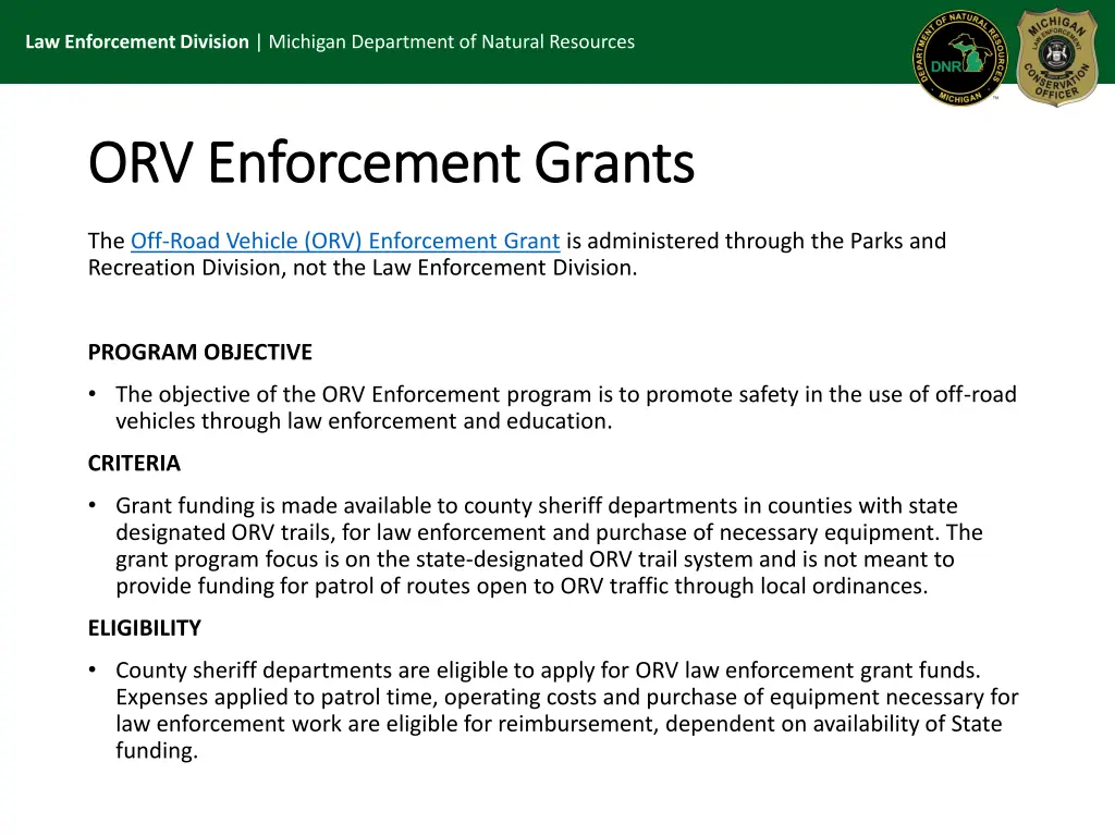 law enforcement division michigan department 19