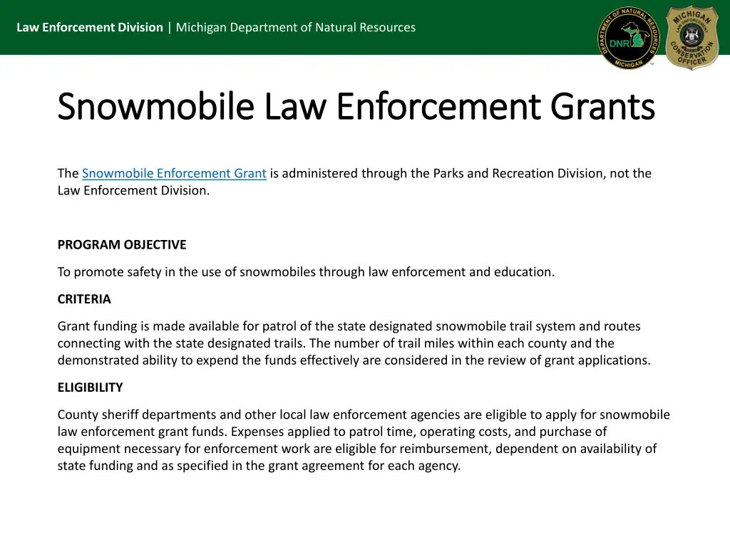 law enforcement division michigan department 28
