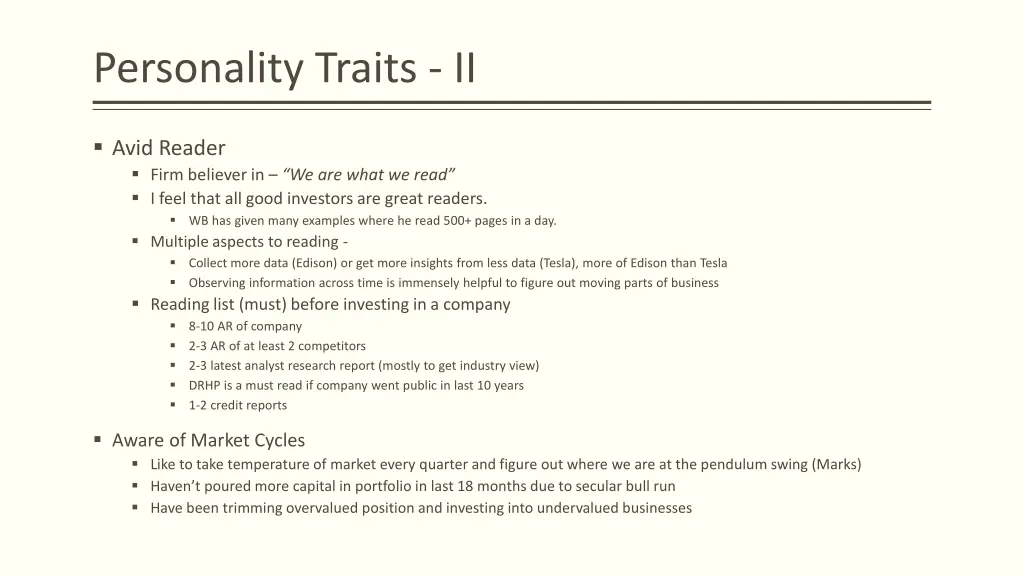 personality traits ii