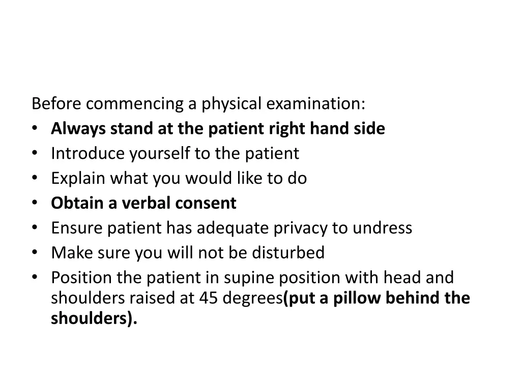before commencing a physical examination always
