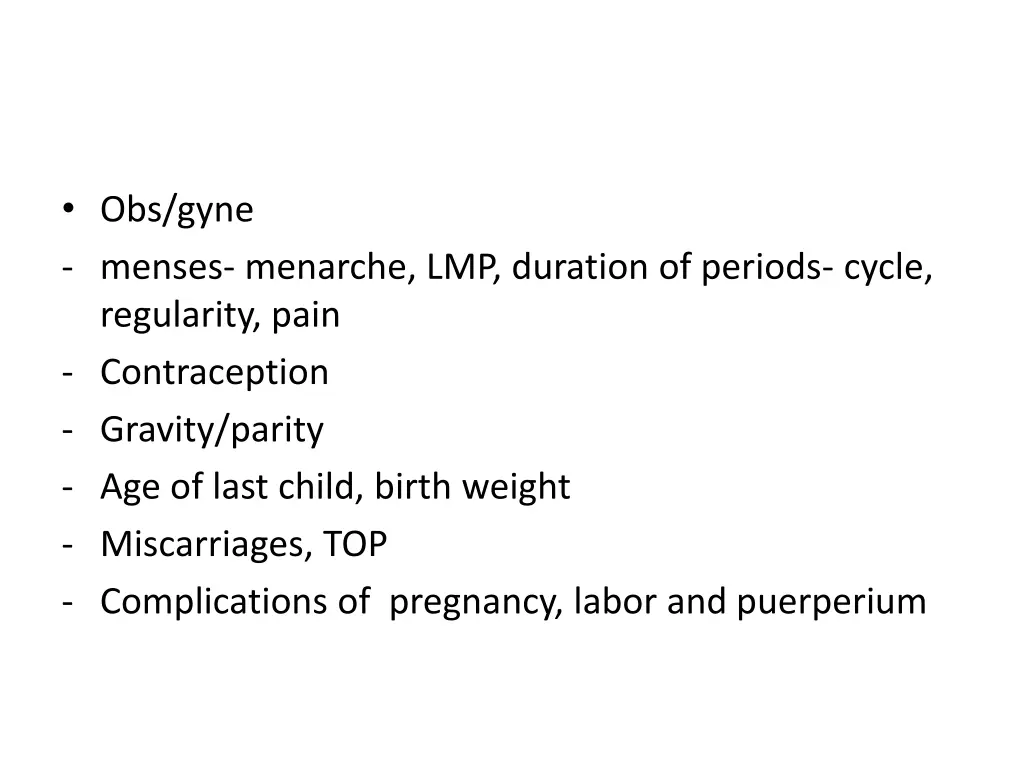obs gyne menses menarche lmp duration of periods