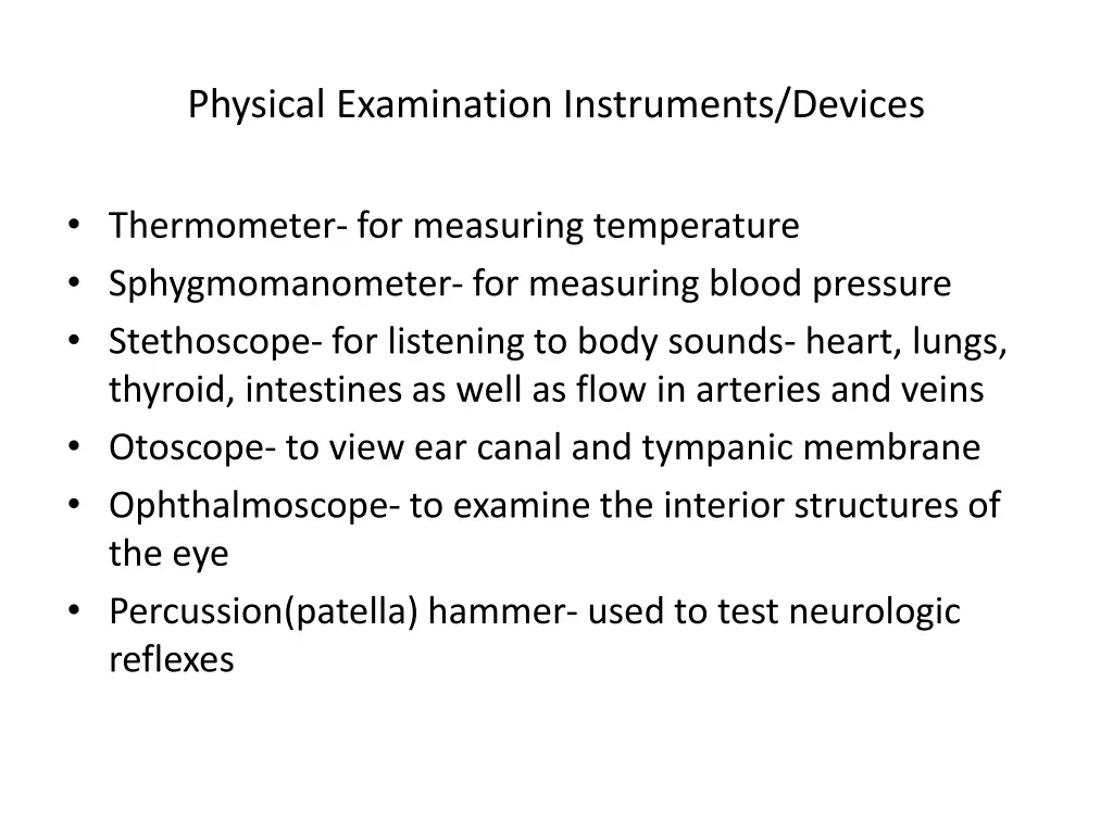 physical examination instruments devices