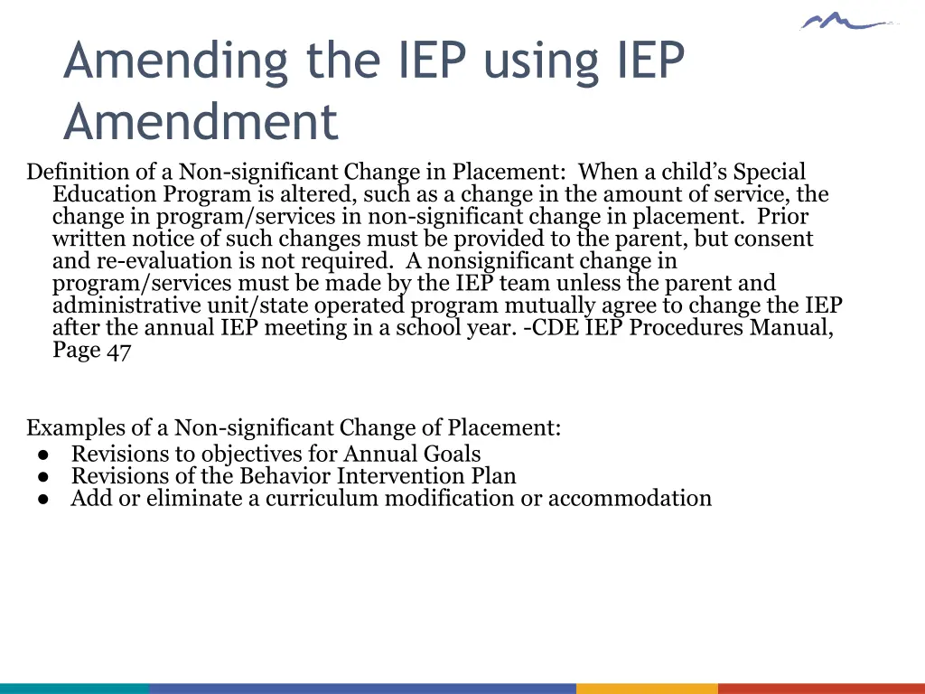 amending the iep using iep amendment