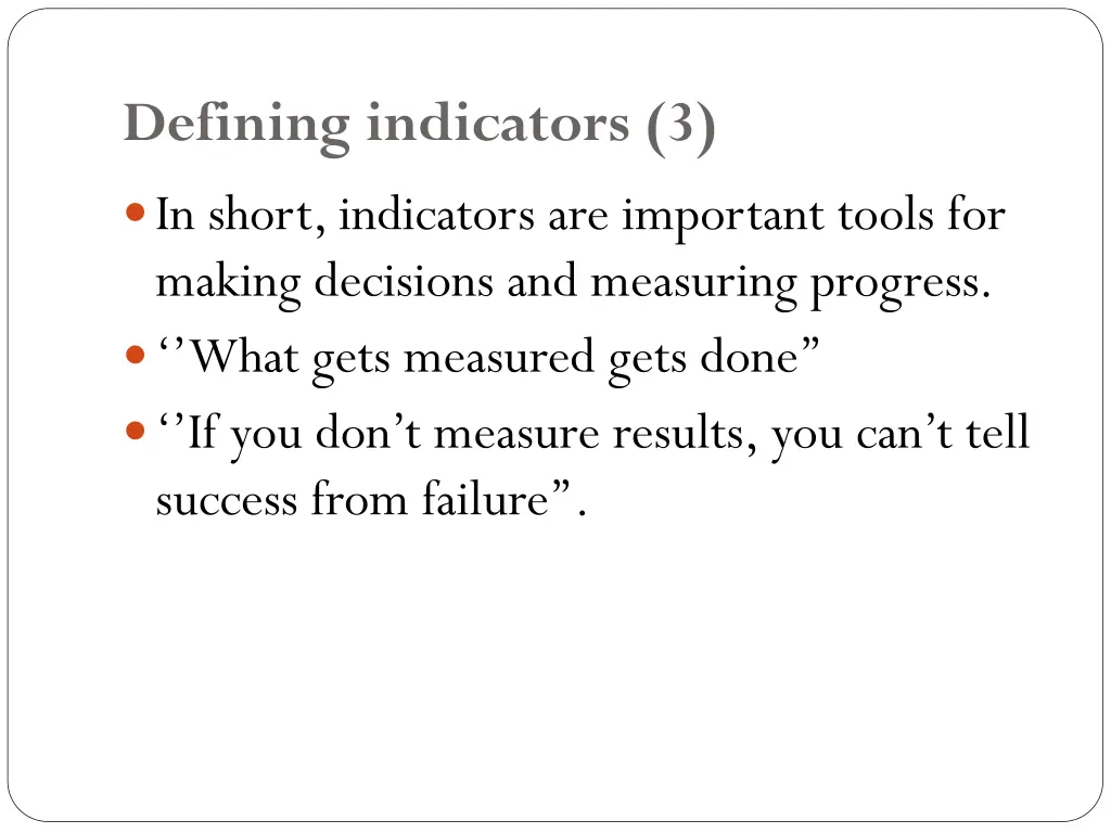 defining indicators 3 in short indicators