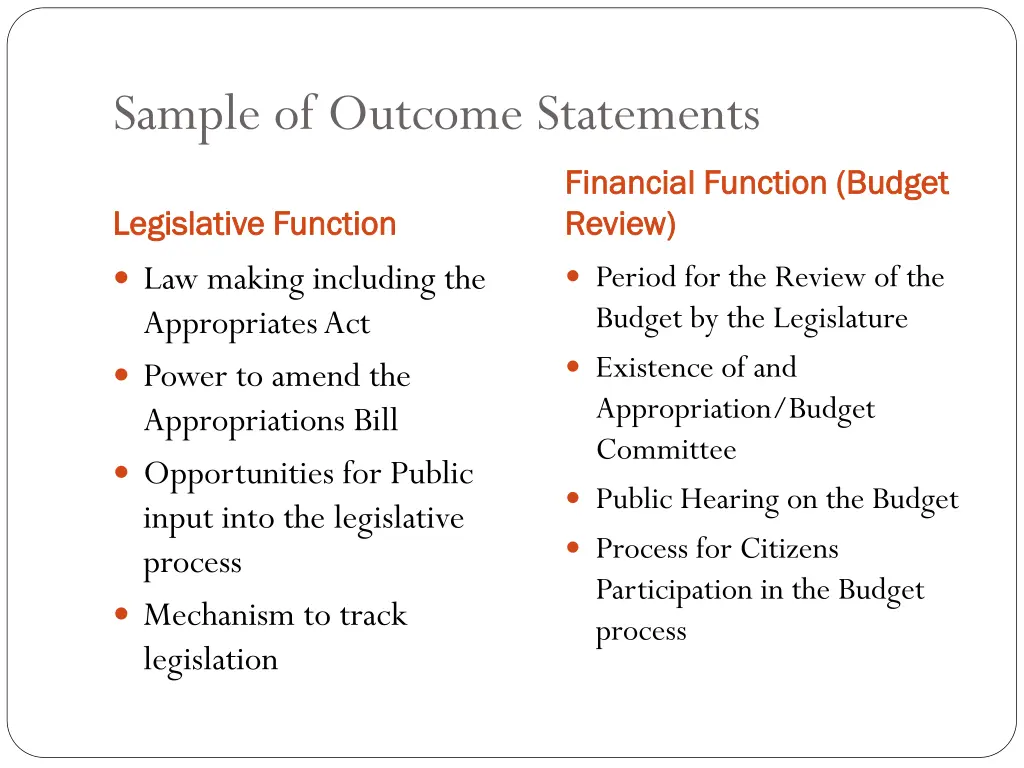 sample of outcome statements 1