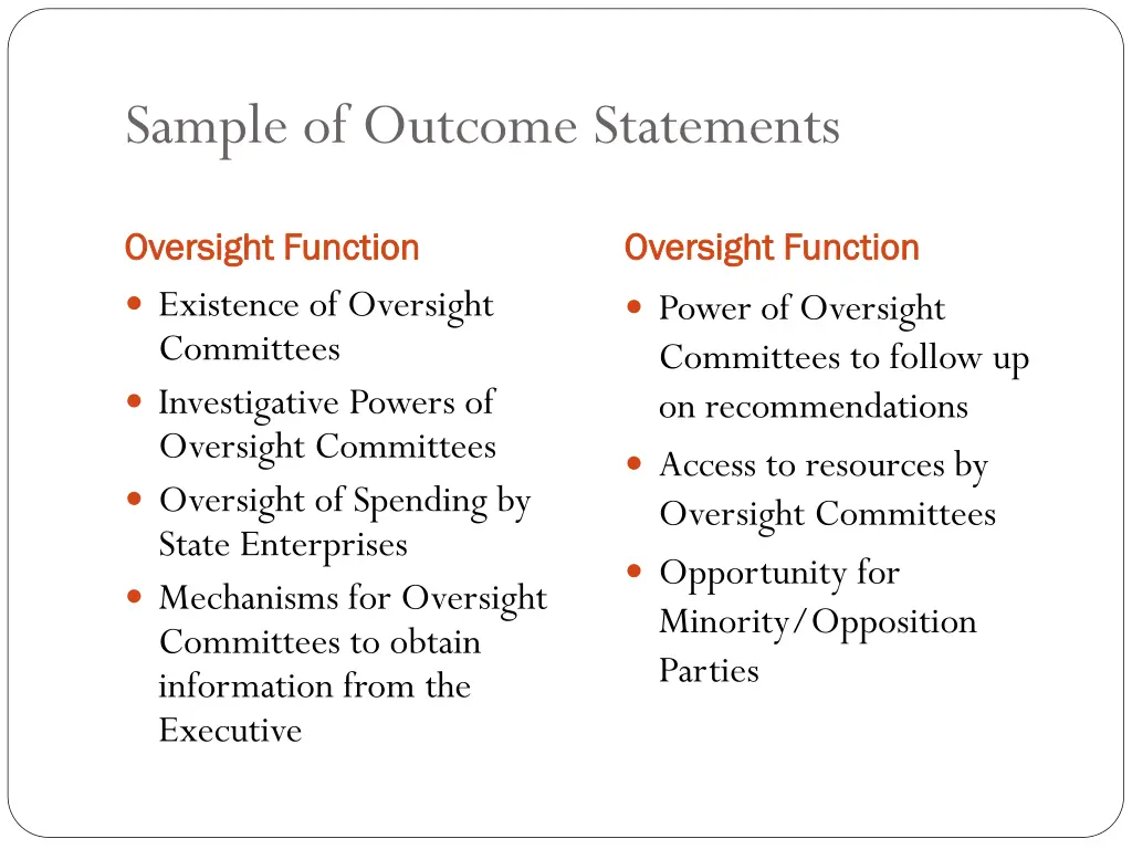 sample of outcome statements 2