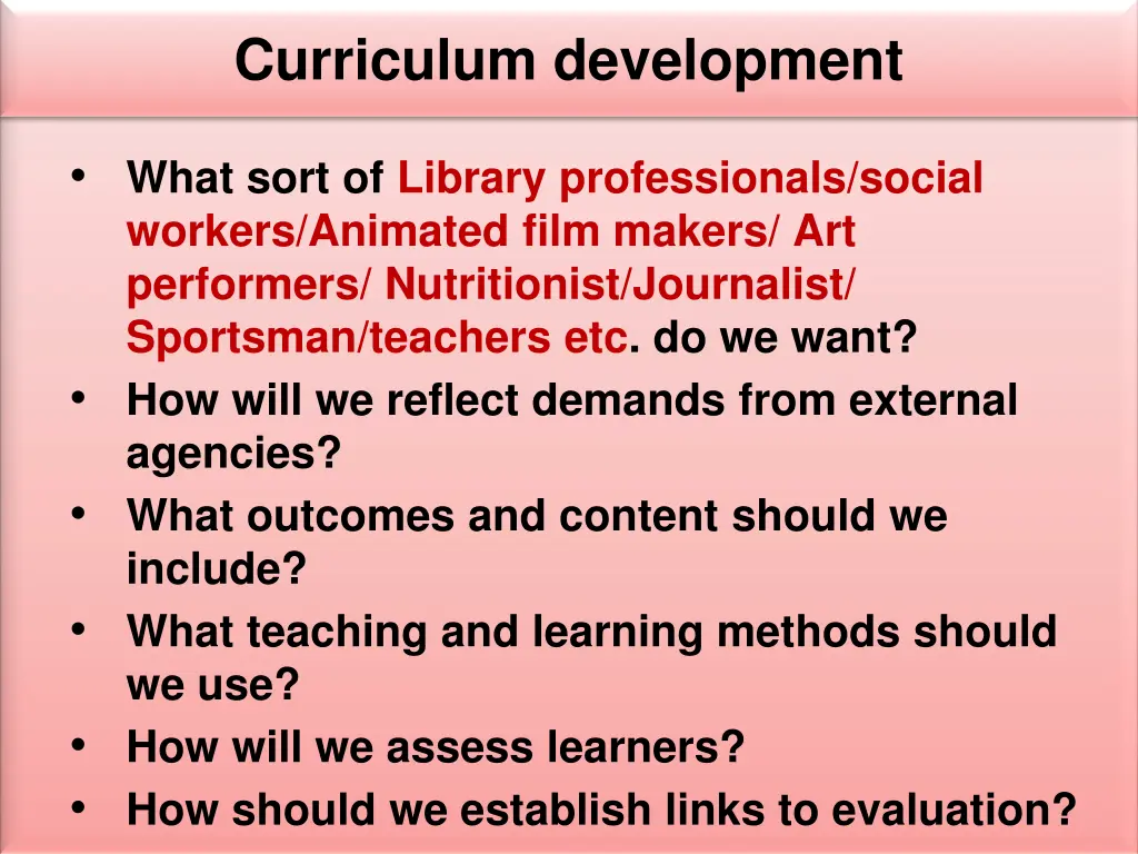 curriculum development
