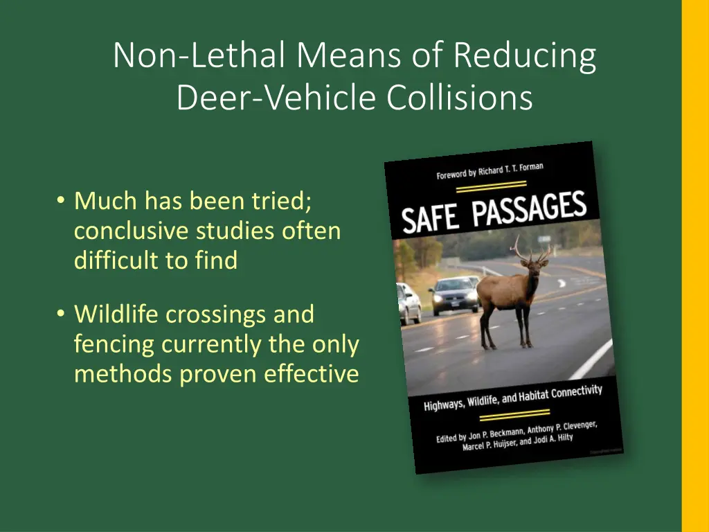 non lethal means of reducing deer vehicle