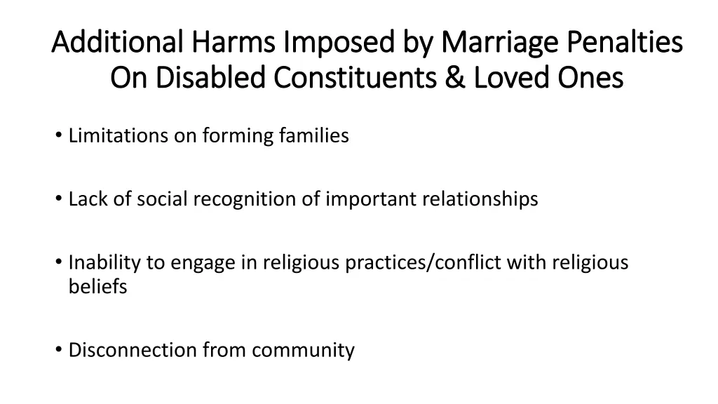 additional harms imposed by marriage penalties