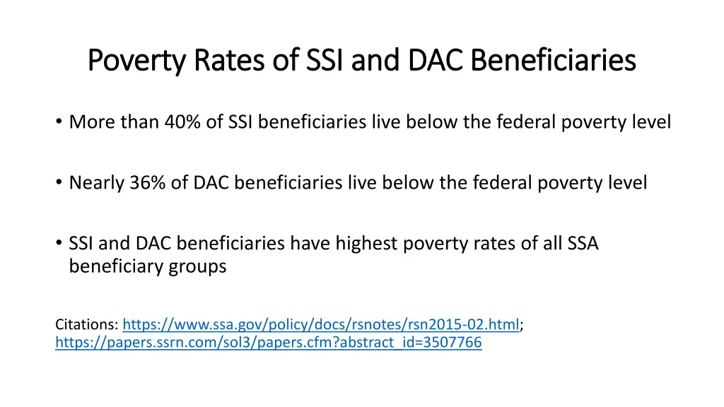 poverty rates of ssi and dac beneficiaries