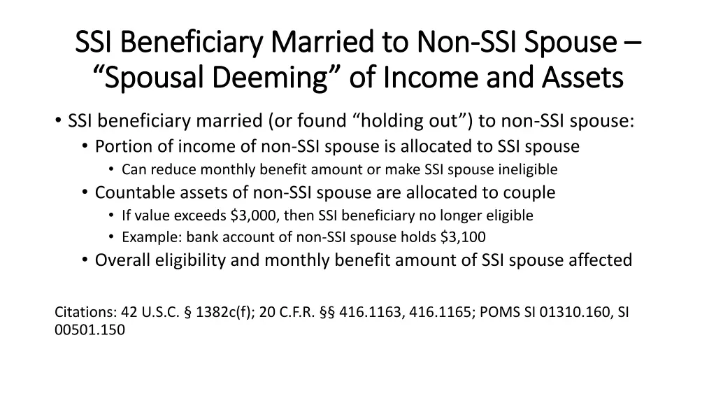 ssi beneficiary married to non ssi beneficiary