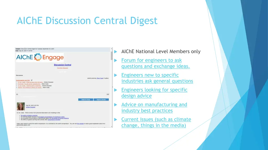 aiche discussion central digest