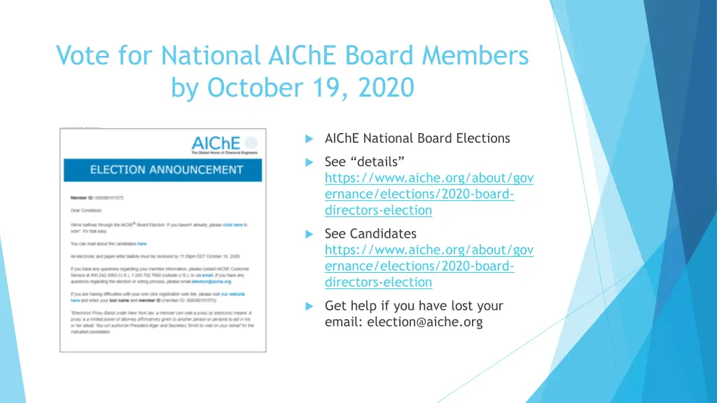 vote for national aiche board members by october