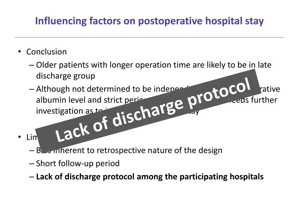 influencing factors on postoperative hospital stay 1