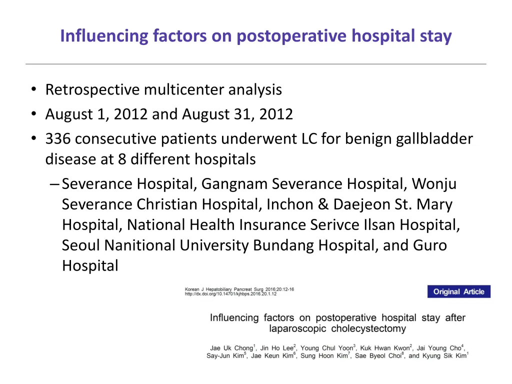 influencing factors on postoperative hospital stay