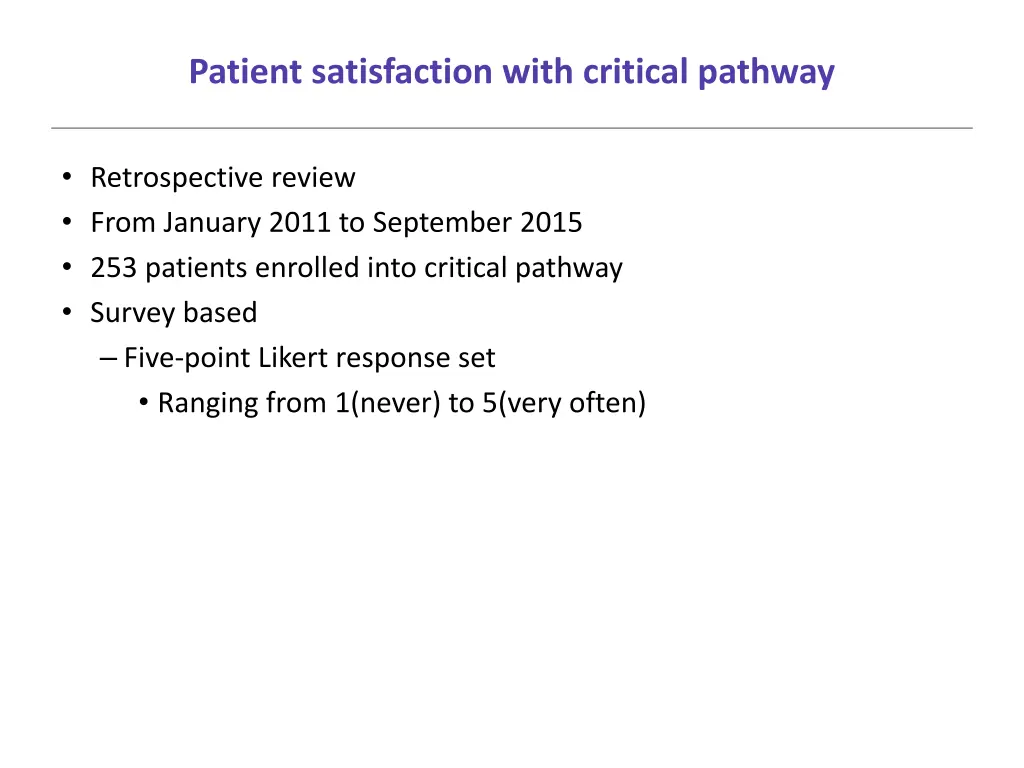 patient satisfaction with critical pathway 1