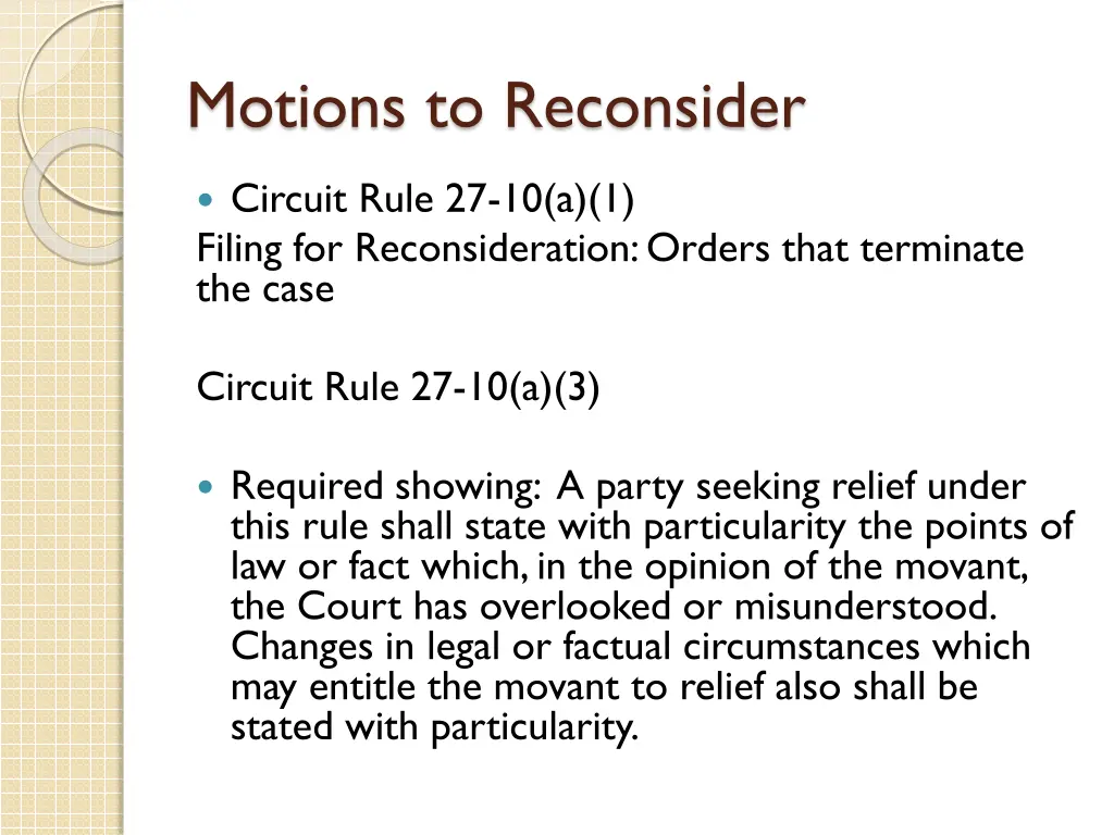 motions to reconsider