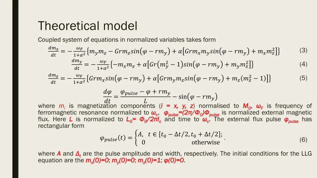theoretical model coupled system of equations