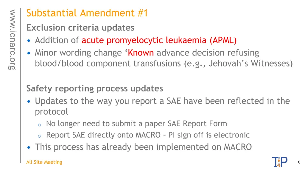 substantial amendment 1 exclusion criteria