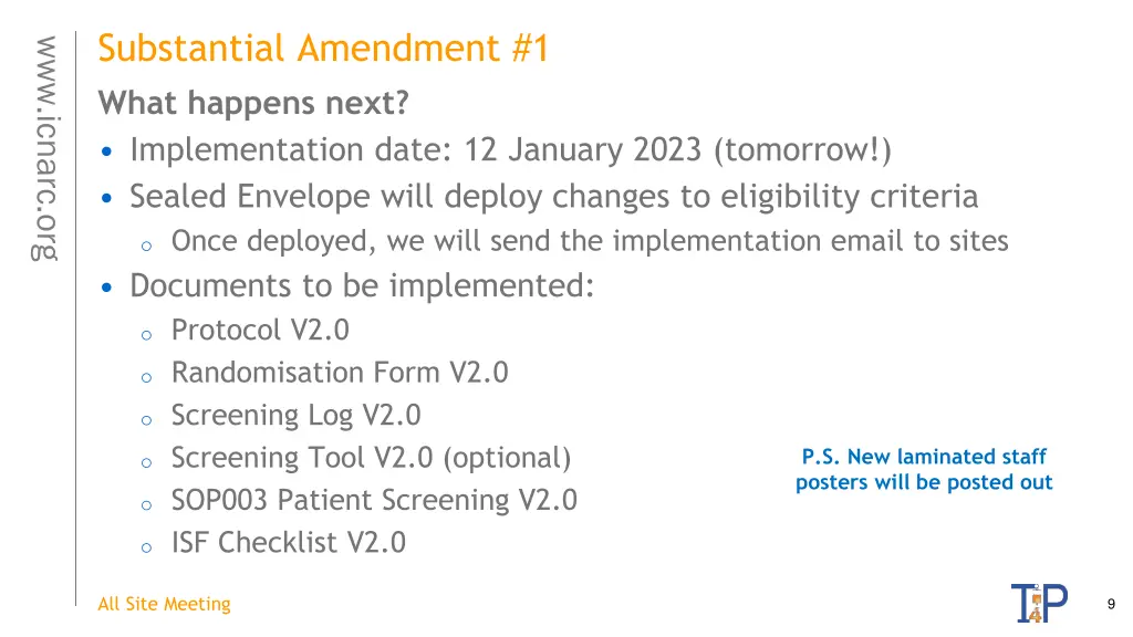 substantial amendment 1 what happens next