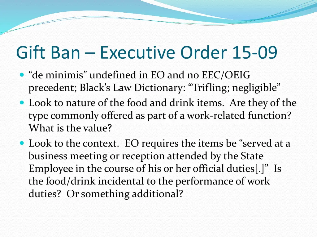 gift ban executive order 15 09 1