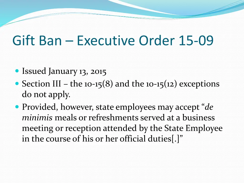 gift ban executive order 15 09