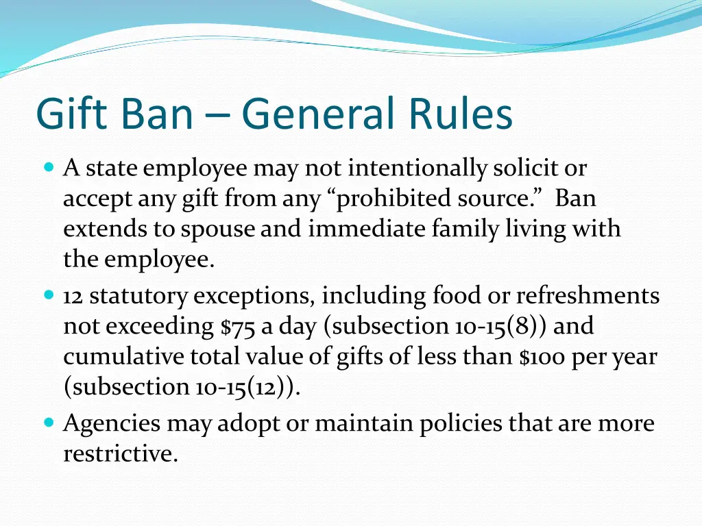 gift ban general rules