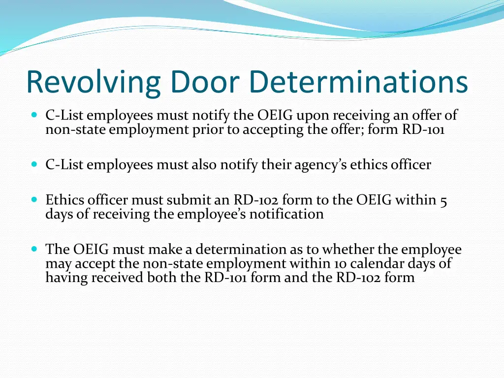 revolving door determinations c list employees