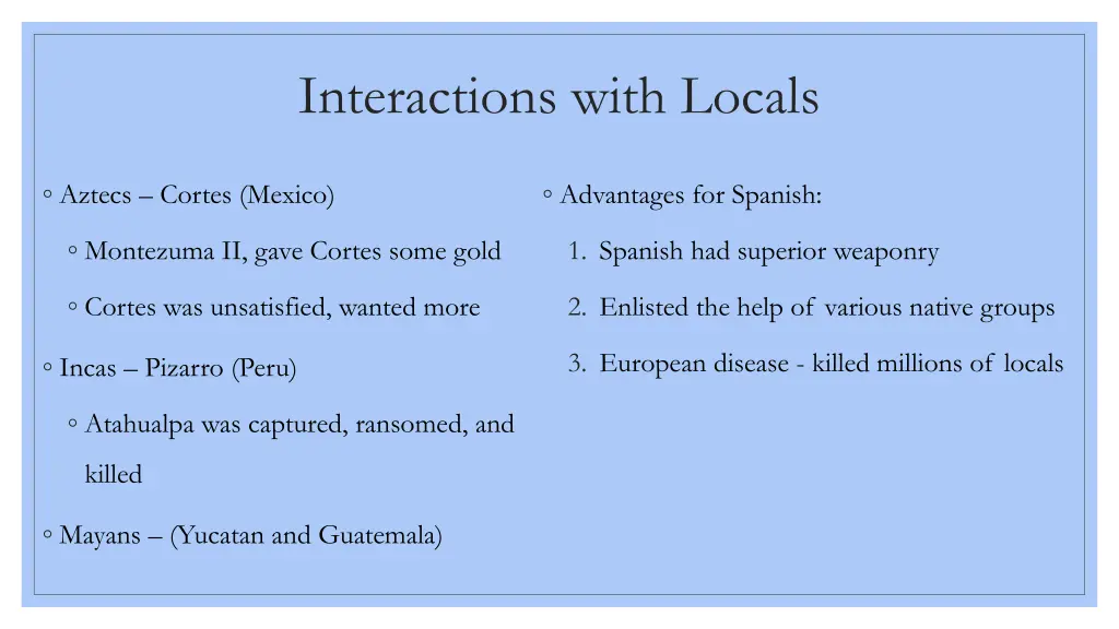 interactions with locals