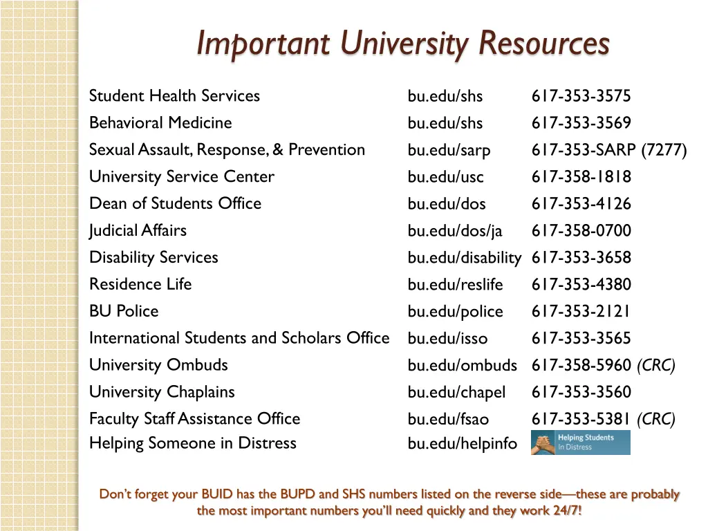 important university resources