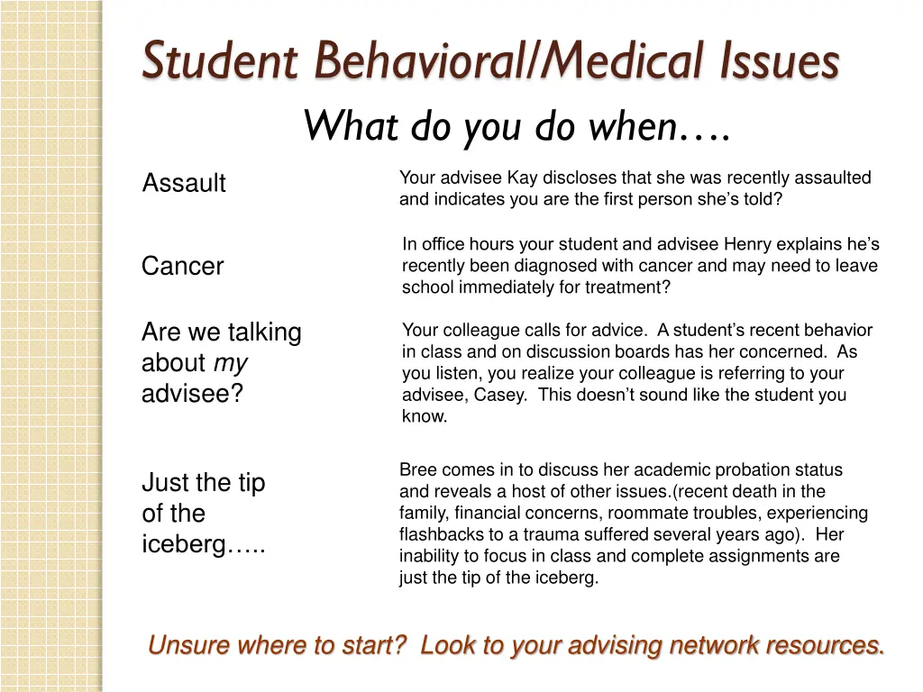 student behavioral medical issues